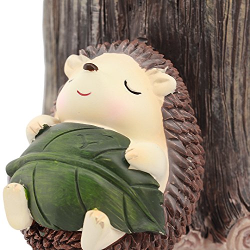 Naimo Adorable Hedgehog Resin Succulent Plants Pot Cactus Pot Flower Pot Container Brush Pot Home Garden Decoration (Leaf) - Thumbnail 3