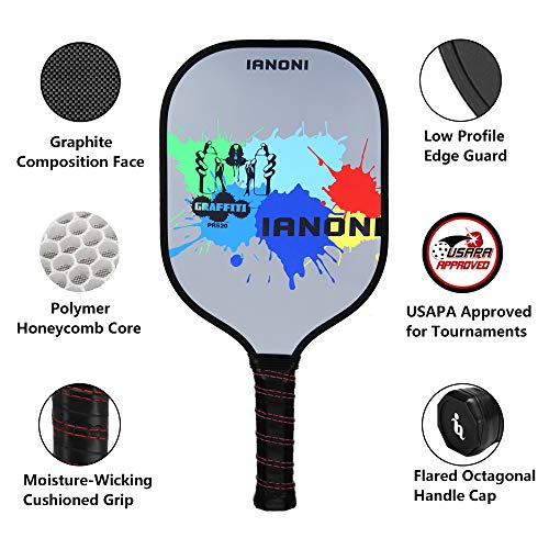 Graphite Composite Pickleball Paddle-IANONI Pickleball Paddle with Graphite Face & Polymer Honeycomb Core For Indoor&Outdoor Pickleball Games,Played By Men/Women,24-Hour Customer Support