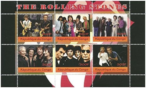 The Rolling Stones miniature stamp sheet for collectors - 6 Mint and never mounted stamps / Issued 2009 / Congo / 300F