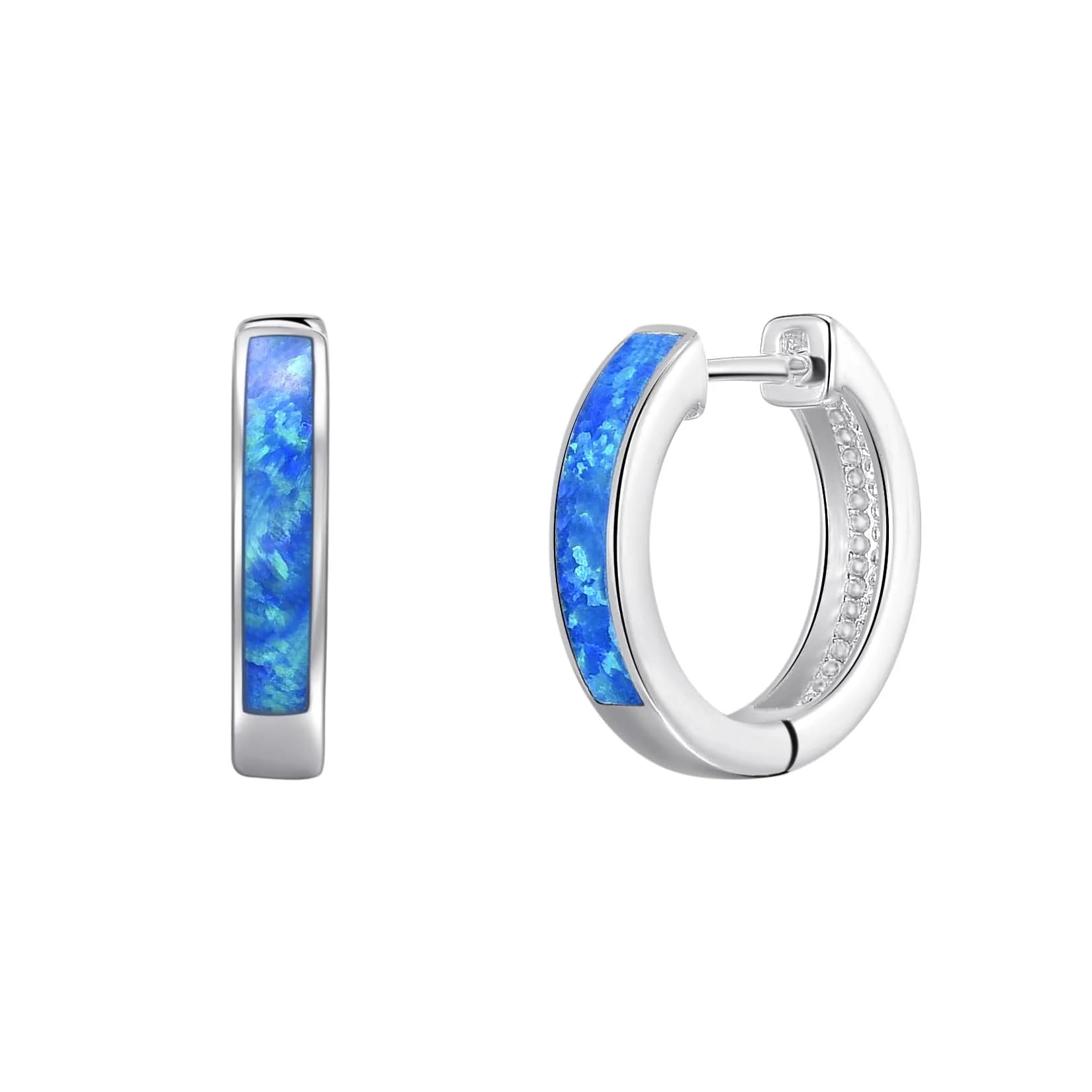 Philip Jones Blue Synthetic Opal Hoop Earrings