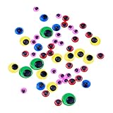 Outus 200 Pieces Wiggle Googly Eyes Self-adhesive 7 mm/ 8 mm/ 10 mm/ 12 mm/ 15 mm, Assorted Colors