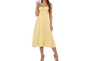 GLNEGE Floral Midi Corset Dress Wedding Guest Flowy Slit Lace Up Dresses for Women Tea Party A Line Casual Sundress