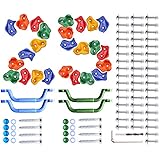 NOSTIFY 25 Pcs Colourful Pig Nose Shape Rock Climbing Holds with Blue & Green Auxiliary Handles, Indoor Outdoor Playground Wooden Play Set Build Exercise Toy Accessory - Mounting Hardware Kit Included