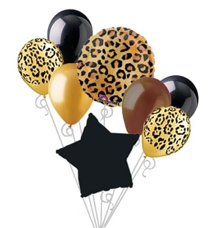 Amazon Com Cheetah Print Balloon Bouquet Set Party Decoration 8pc