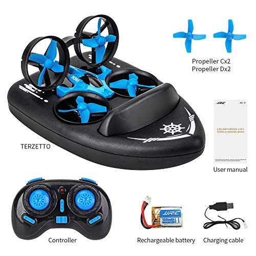 B-Qtech Mini Drone for Kids, RC Car for Kids & Beginners, Remote Control Boats for Pools and Lakes, RC Quadcopter, 3-in-1 Ground-Water-Air Mode with Auto Hovering, 3D Flip, Headless Mode - Thumbnail 4
