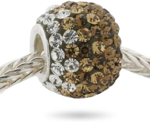 Ryssa925 SilverCore Royal Swarovski Charm (Pandora compatible) - Champagne &amp; White Diamond Crystals