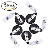 Kuuqa Retractable Badge Key Reel with Swivel-Back Alligator Clip for ID Card (Pack of 5)