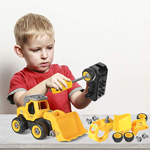 Separating Toys, Toy Trucks Assembling Toy Excavators and Building Vehicle Play Set with Screwdriver, Ideal Educational Toy for Toddlers, Boys & Girls Ages 3, 4, 5, And Up