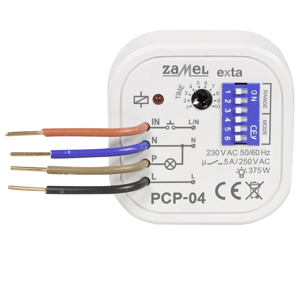 Zamel PCP-04 Time Relay Multifunctional Relay for Flush-Mounted Sockets Timer Switch 8 Different Functions Time Control Pulse Relay