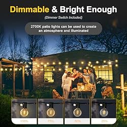 Outdoor String Lights with Dimmer, 2 Pack 98FT LED