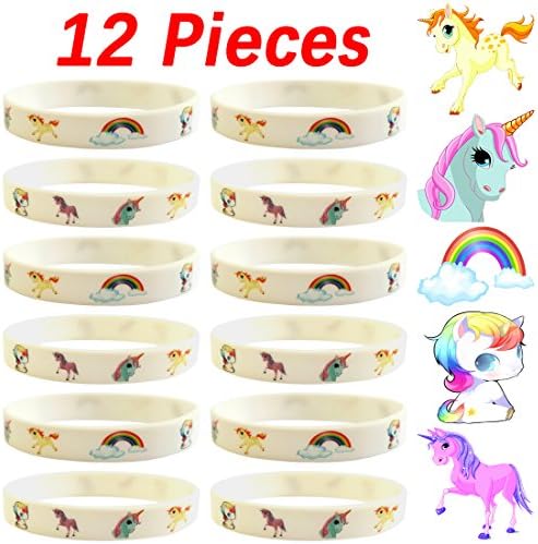 12 PCS Unicorn Silicone Wristband Bracelets - Unicorn Party Supplies Party Favors