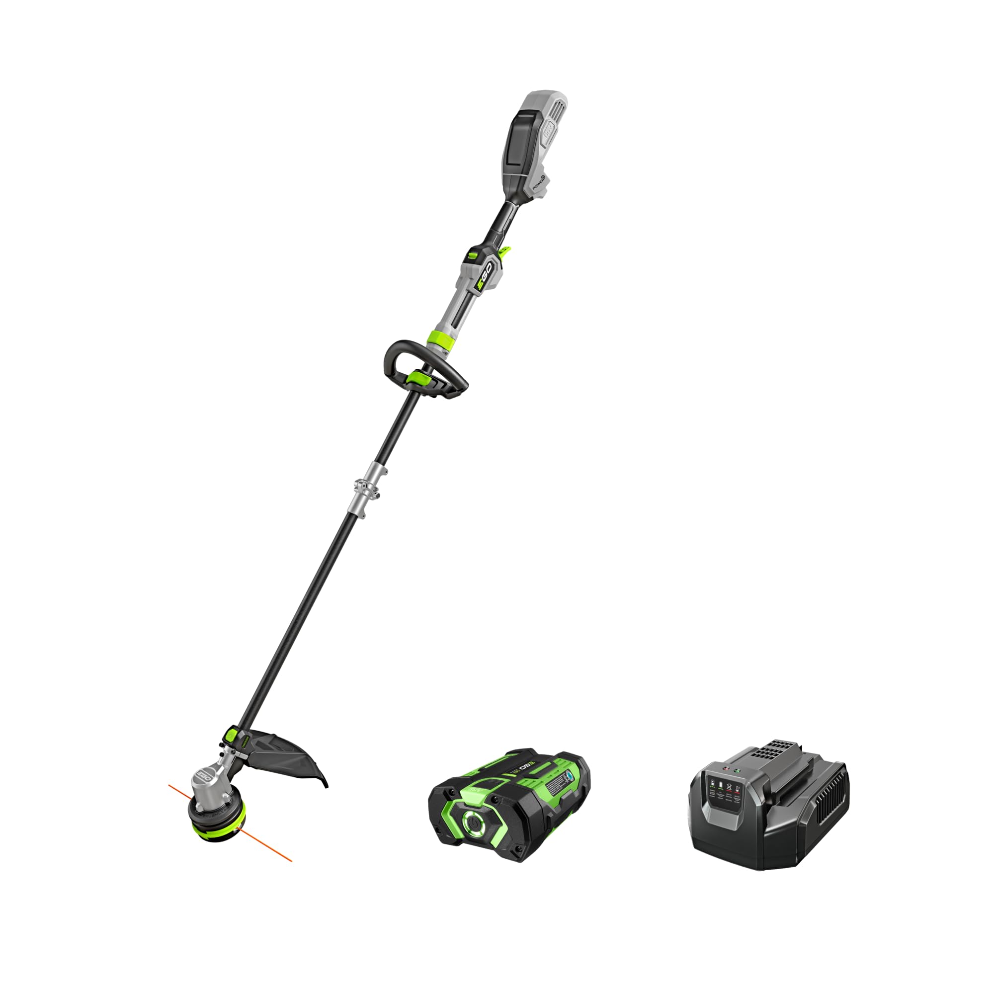 EGO Power+ String Trimmer, Battery Powered, 16" Trimmer for Weeds and Grass with POWERLOAD, Telescopic Carbon Fiber Shaft, Includes 56V 2.5Ah Battery and Charger - ST1611T Image