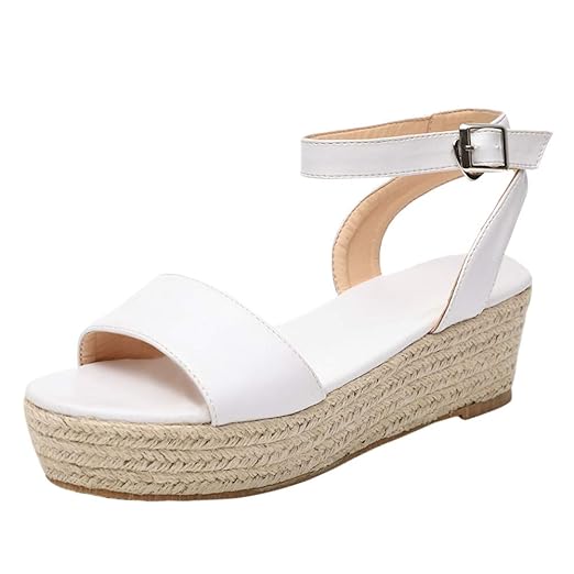 Vertvie Damen Sandalen Sommer Elegant Espadrille-Sandalen Flach Peep Toe Bequeme Plateauschuhe knöchelriemen high Heel 6-8 cm