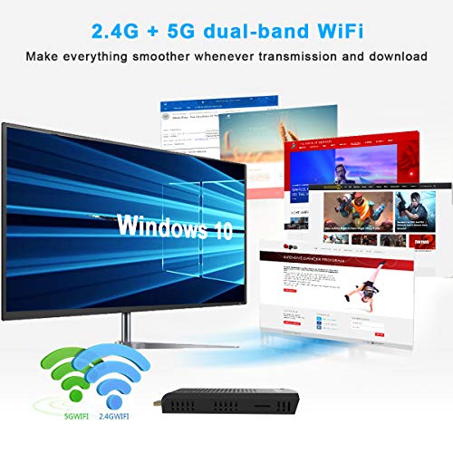 Mini PC Stick,Windows 10 Pro(64-bit) Intel Atom Z8350 Fanless Mini Computer 2GB DDR 32GB eMMC Support 4K HD,2.4G/5G WiFi,Gigabit Ethernet,BT 4.2