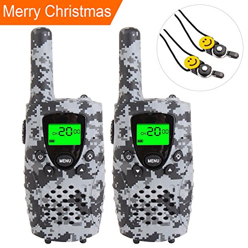 E-wor Walkie Talkies For Kids ,22 Channels FRS/GMRS UHF Kids Walkie Talkies, 2 Way Radios 4 Miles Walkie Talkies Kids Toys With Flashlight, 1 Pair,Camo Grey