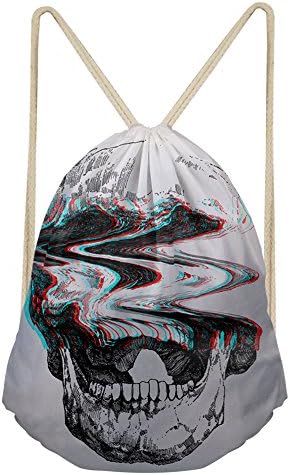 STARTERY Cool Guy Punk Game Design Men's Drawstring Gym Backpack Outdoor Sport Gear Pouch for Big Boys, skull 09