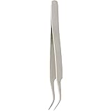 Hakko CHP 7-SA Stainless Steel Non-Magnetic Precision Tweezers with Very-Fine Point Curved Tips, 4-1/2" Length
