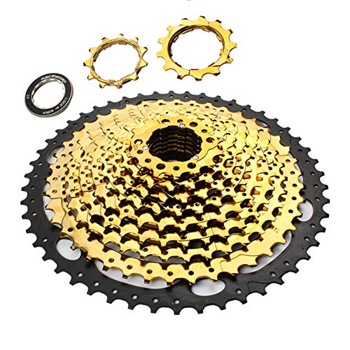 Alician RACEWORK 11-42 11-46 11-50T 11-52T 10/11/12 Speed Mountain MTB Bike Bicycle Cassette Flywheel Compatible for Sram Shimano 11 Speed 11-52T Gold Black