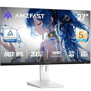 Amzfast 27インチゲーミングモニター 白 WQHD(2560x1440) Fast IPS 200Hz 1ms(OD) AMZG27F6Q