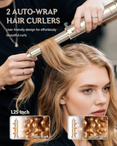 RUCHA Foldable 8 in 1 Hair Styler & Hot Air Styler, 110,000 RPM High Speed Hair Dryer Brush, Air Curler for Hair, Negative Ion Hot Air Bursh for Frizz-Free Styling Curling Fast Drying Straightening Volumizing