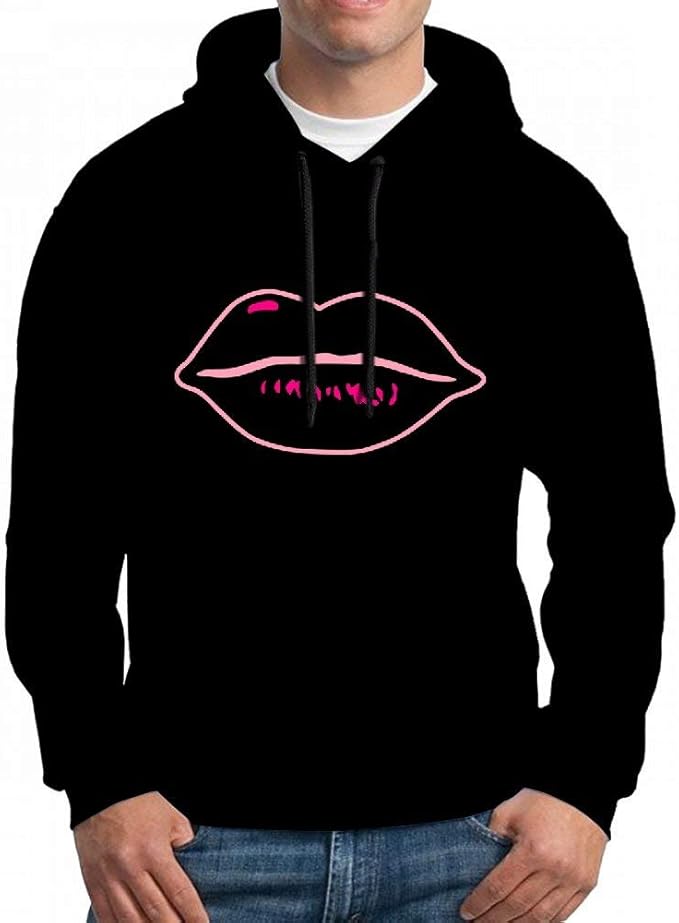 Sexy Mouth Kiss Long Sleeve for Men Custom Hoodie Sweatshirt Amazon.co