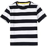 LittleSpring Boys Girls T Shirt Rainbow Striped Cotton Crewneck Tees for Kids Fashion