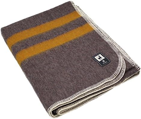 Thick Alpaca Wool Blanket (Twin, Brown - Citrus Stripes)