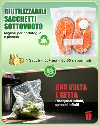 Babacom 30 Pieces Reusable Vacuum Food Bags with Air Valve and 10 Locking Clips (L:30 x 34 cm), BPA Free, Vacuum Food Bags for Freezer/Sous Video Cooking/Storage