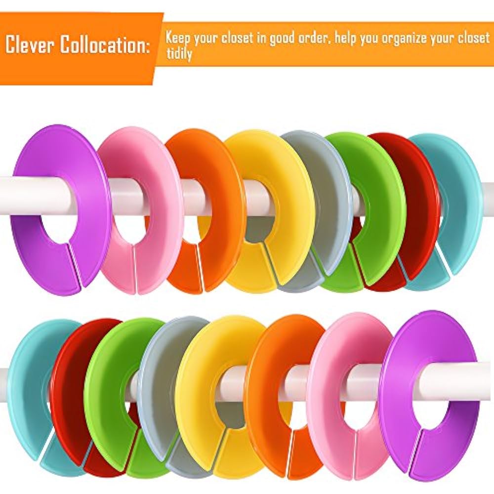 48 Pieces Colors Clothing Size Dividers Round Hangers Closet With