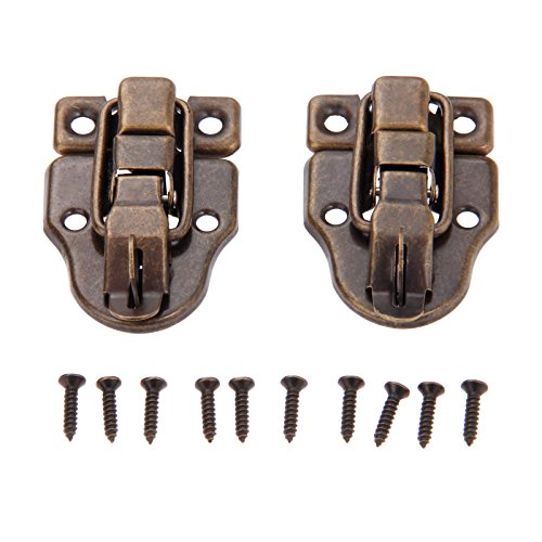 Dophee 2Pcs 2.32"x1.57" Antique Bronze Retro Style Iron Toggle Fit Case Box Chest Trunk Latch Hasps