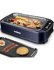 Indoor Grill Electric Grill Griddle CUSIMAX Smokeless Grill, Portable Korean BBQ Grill with Turbo Smoke Extractor Technology, Non-stick Removable Plates, Dishwasher-Safe, Tempered Glass Lid,1500W