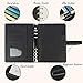 Refillable Journal, A5 Binder 6 Rings Loose Leaf Travel Journal with Magnetic Clasp A5 Planner Soft PU Cover Refillable Writing Journal Lined with Card Bags (Black)