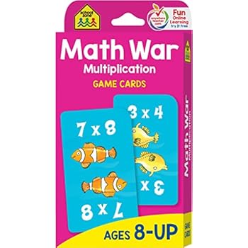 School Zone - Multiplication War Game Cards - Ages 8-Up, Math Games, Multiplication Tables, Third Grade Math School Zone - Multiplication War Game Cards - Ages 8-Up, Math Games, Multiplication Tables, Third Grade Math