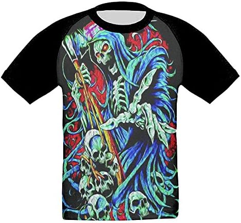 Skeleton Grim Reaper Watching Jersey Baseball Tee T Shirts For Kids Toddler Baby Boys Girls