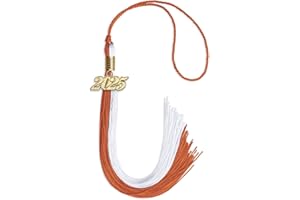 Endea Graduation Double Color Tassel with Gold Date Drop (Burnt Orange/White, 2025)