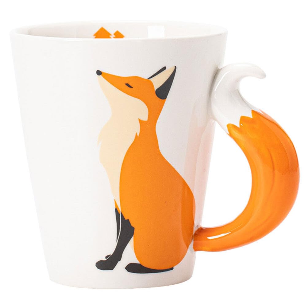 Kichvoe Fox Novelty Ceramic Mug 360Ml Cute Coffee Cup for Office and Home Creative Porcelain Drinking Cup for Tea Water and Milk