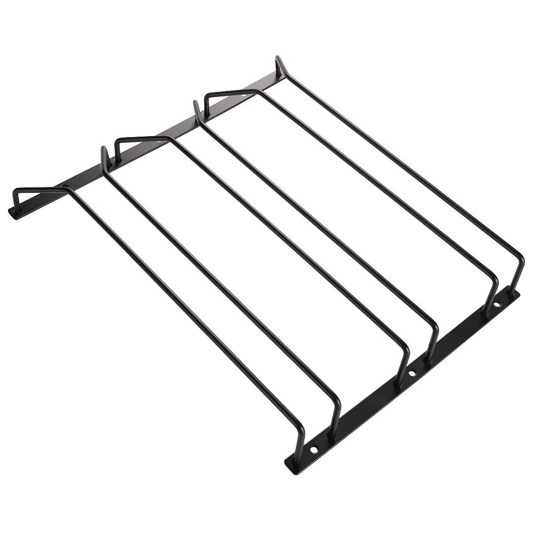 Dianoo 35.5cm Black Wine Glass Rack, Wine Glass Holder Under Shelf, Stemware Rack Under Cabinet For Bar Dining Room, 3 Rows