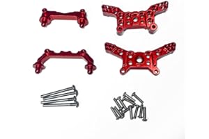 RWLZLB Metal Upgrade Spare Part for Hyper Go H14BM MJX 14210 14209 1/14 Brushless RC Cars, Steering Cup Swing Arm Set Shock Tower Bracket Body Pillars (Red,Shock Mounts & Pillars Kits)