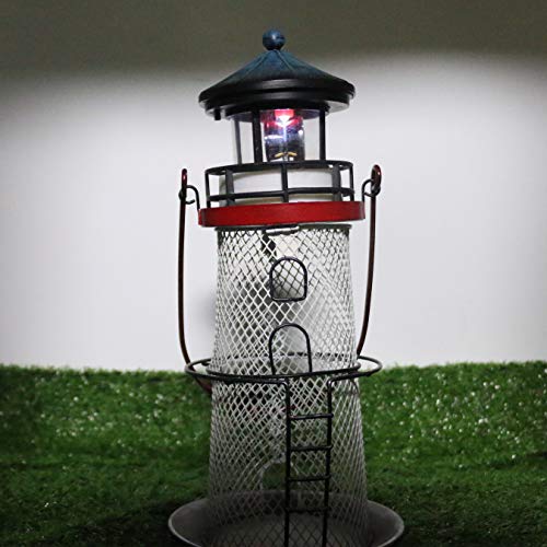 W Dian 2 In 1 Solar Lighthouse And Metal Bird Feeder Lamps