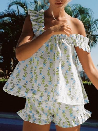 Conjunto de Pijama H5N577, Azul Verde, M Mulheres