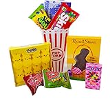 Easter Movie Night Gift Set Gift Basket (Color May Vary) Family Easter Present, Chocolate, Candy, Jelly Beans, Peeps, Popcorn - Best Present for Kid, Children, Adults, Damily (Basket 1)