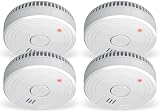 ELRO FS1801 Smoke Detector EN14604 Pack of 4 White