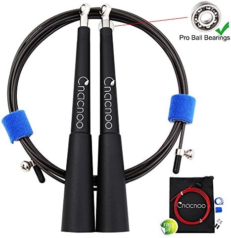Jump Rope Speed &amp; Adjustable with 10ft Free Cable, Best for Skip Training and Personal Fitness - Premium Quality Steel bearings Jumping Rope with Awesome Reusable Cable Tips for Men Women Cnacnoo