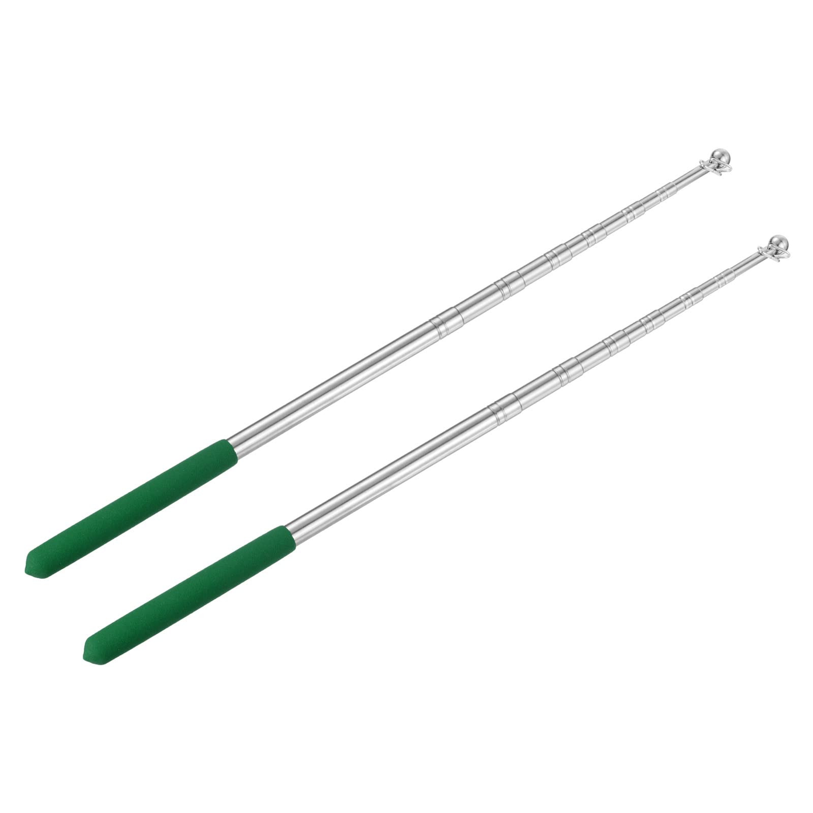 PATIKIL 5 Feet Telescopic Handheld Flagpoles, 2 Pack Stainless Steel Extendable Portable Guide Flag Pole for Tour Guides Teacher Pointer, Green