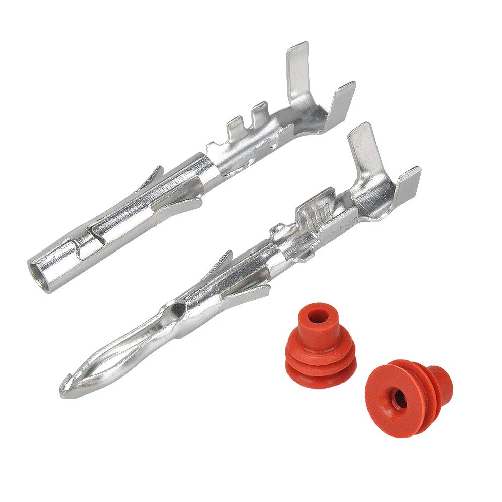 MUYI 100 Pairs Replacement Pins for Electrical Plugs Waterproof Connector 1.5mm Series Heat Shrink Terminals Including Male and Female (for 20-14 AWG)