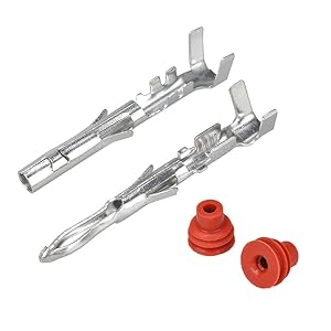 MUYI 100 Pairs Replacement Pins for Electrical Plugs Waterproof Connector 1.5mm Series Heat Shrink Terminals Including Male and Female (for 20-14 AWG)