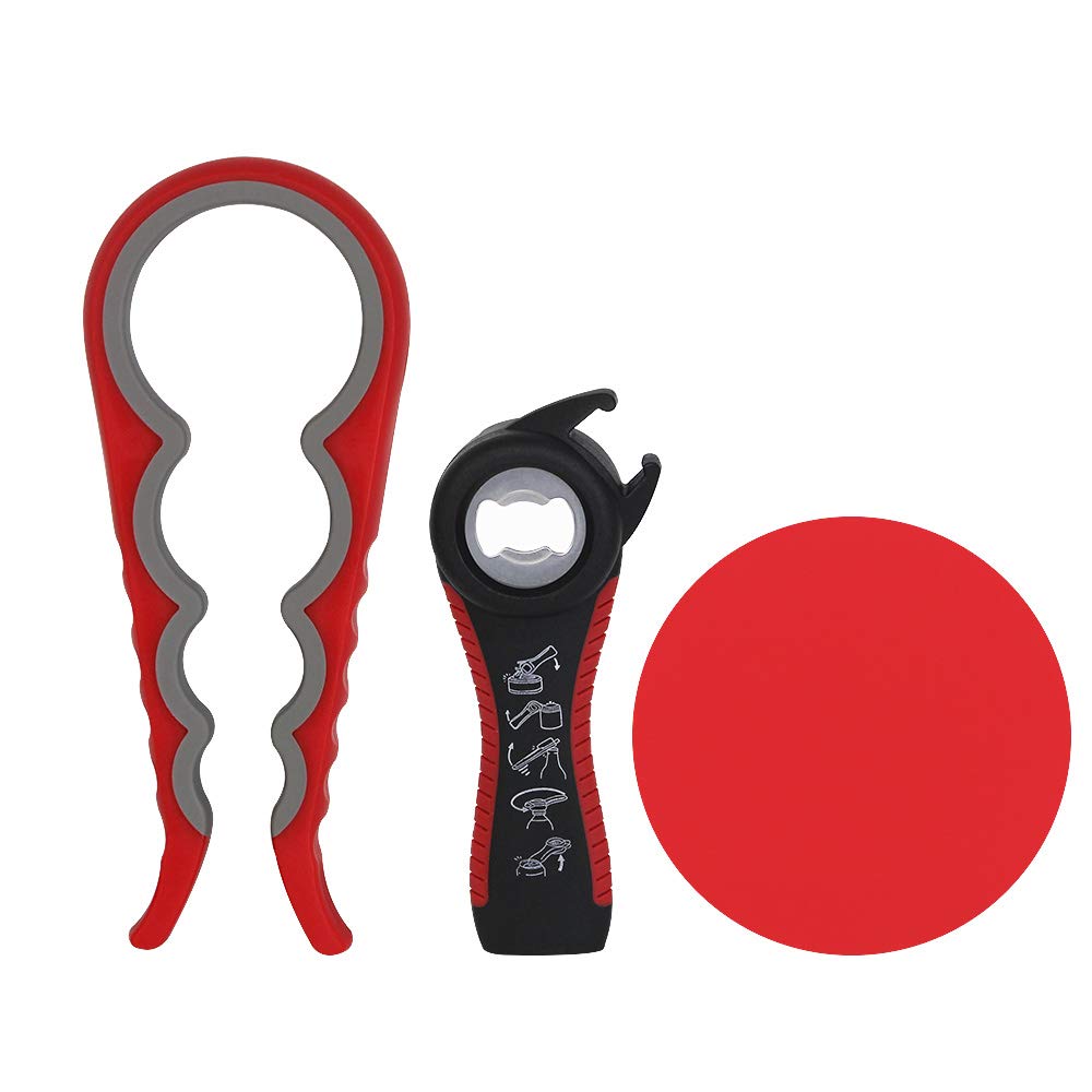 CODIRATO 3 Packs Jar Opener Rubber Bottle Opener with Silicone Jar Gripper Lid Opener for Kitchen Low Hand Arthritis Elderly Women