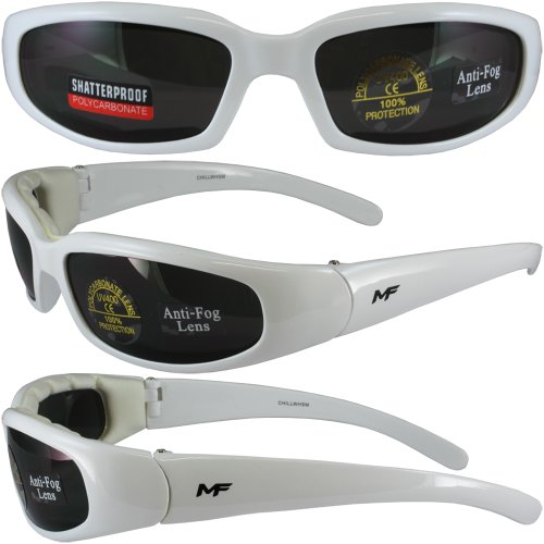 MotoFrames MF Chill Padded Motorcycle Sunglasses White Frames Smoke Lenses