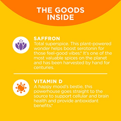 OLLY Hello Happy Gummy Worms, Mood Balance Support, Vitamin D, Saffron