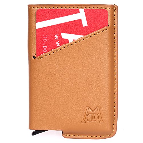 ManChDa RFID Blocking Business Card Holder credit Card Case Leather Wallet - Thumbnail 7
